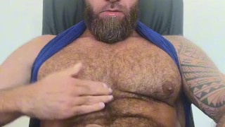 Big muscle bear jerking and cums