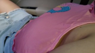 I am Touching Hot Big Natural Boobs of My Stepsister in the Car