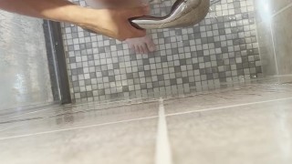 I got so horny in the shower that I started playing with my cock and moaning loudly