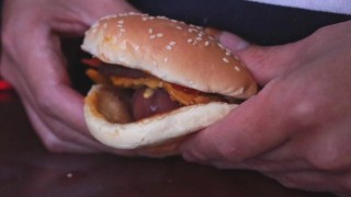 I was so horny I fucked a Mcdonald's cheeseburger and filled it with cum