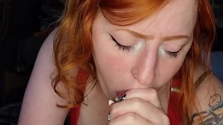 Redhead does Deepthroat Training on Multiple Toys