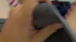 solo cute boy pre cums in boxers~