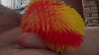 Fucking a fluffy ball and cumming al over it