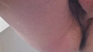 Squeezing BBC cum out of my arsehole