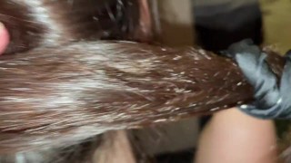 This Natural Remedy Will Strengthen Your HAIR! Cumshot on Hair. Brushing Cum Into Hair.