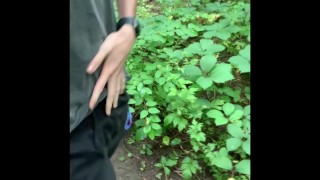 Teen pulls out cock on trail