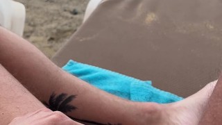 Naked at Gaybeach playing my big cock public