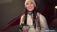 Public Agent Brown hair babe and stunning sexy underwear fucking a stranger for cash