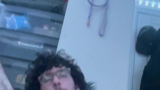 Goth boy fucks himself while jerking off🤭