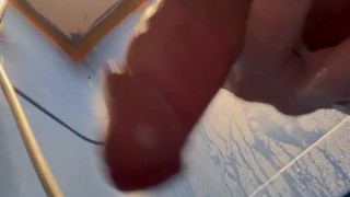 Cock and balls swinging in the shower tease