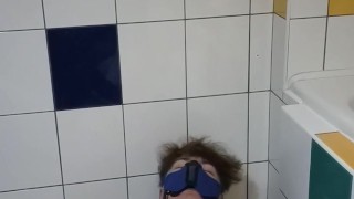 master lets pup play and cum in pup's piss puddle | pup piss part 2