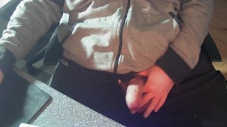 Bear body in sweat pants cock out getting hard teasing penis head