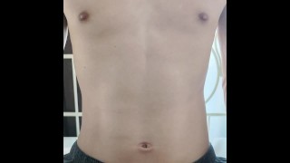 Perverted nipple masturbation using his own saliva as a substitute for lotion