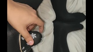 Crossdresser cumshot in pantyhose