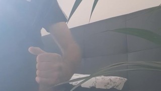 sporty guy jerks off in his room and cums on nike sportswear, shows feet