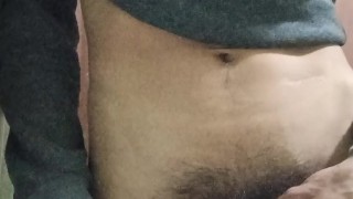 interesting cumshot after urinating in the bathroom