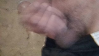 Hand job done outdoor.