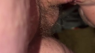 Giving hubby blowjob with cumshot