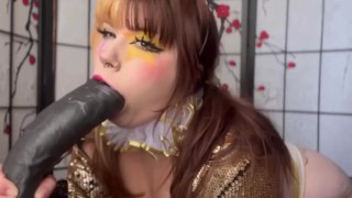 Clown girl sucking big cock