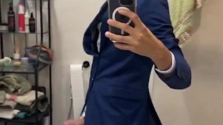 Hard on suit big dick on slow motion