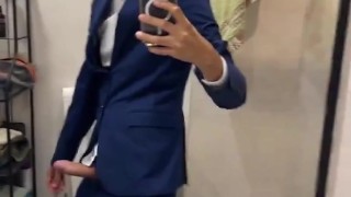 Hard on suit big dick on slow motion