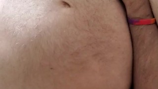 CLOSE UP!! Bear sucks BBC and then jerks it off with his feet!