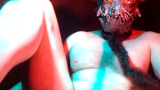 Goblin knight monster edges and teases his feet.