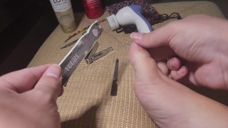 Trimming and lotioning my feet