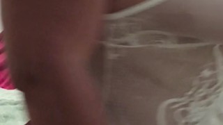Stripping and flashing my ass for hubbys friend in new lingerie