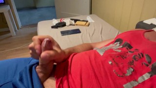 Jerking off cumming and screaming.