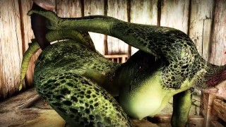 Female warrior Argonian masturbates & gets fucked by Embry