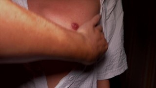 Lustful stepfather jerks off my huge dick with me