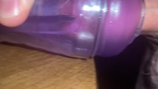 Filled my pocket pussy it leaks all over my cock