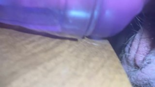 Filled my pocket pussy it leaks all over my cock