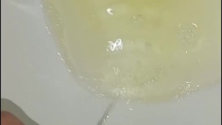 Desperate young man pissing, long and pleasurable, pov