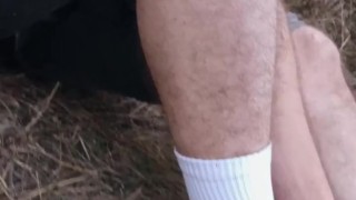 sniffing sneakers. I jerking off while I still twink. cumming in a white sock.