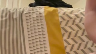 Male jerking off, afraid is someone will see him