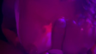 Hot milf with bigboobs gets her tits fucked while jerking off a rockhard cock