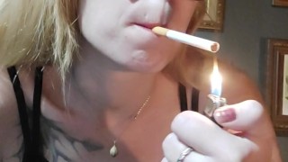 SFW Happy Smoking Fetish Girl in Glasses