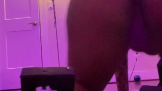 Stretching before I take his Dick