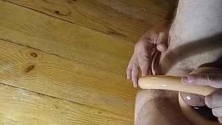 My first attempt to stick a meter long rubber dildo in the ass!