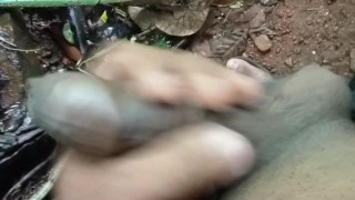 A quick discharge of cum in the jungle