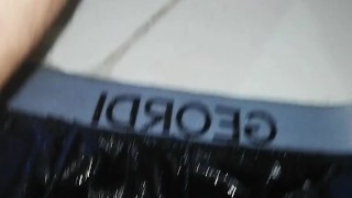 desperate pissing in underwear, I get all wet, close-up, wet panties