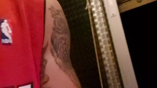 Muscular man has romantic sex in the kitchen