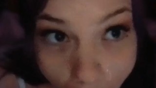 Naughty Sub gets big facial to teach her a lesson