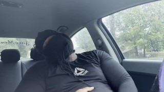 Almost caught Masterbating in the car, Black dick, massive cum shot