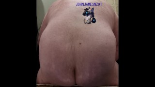 white kiwi bear from NZ puts a monster energy strawberry can in his ass.