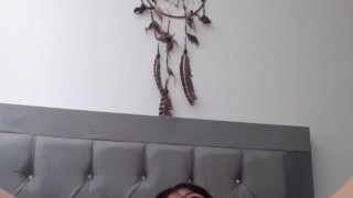 Hot girl dildos herself and has an orgasm at her stepdad's house.