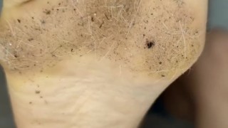 Feet fetish for hungry slave