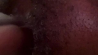 Gaping black boy hairy loose pussy get used by dildo